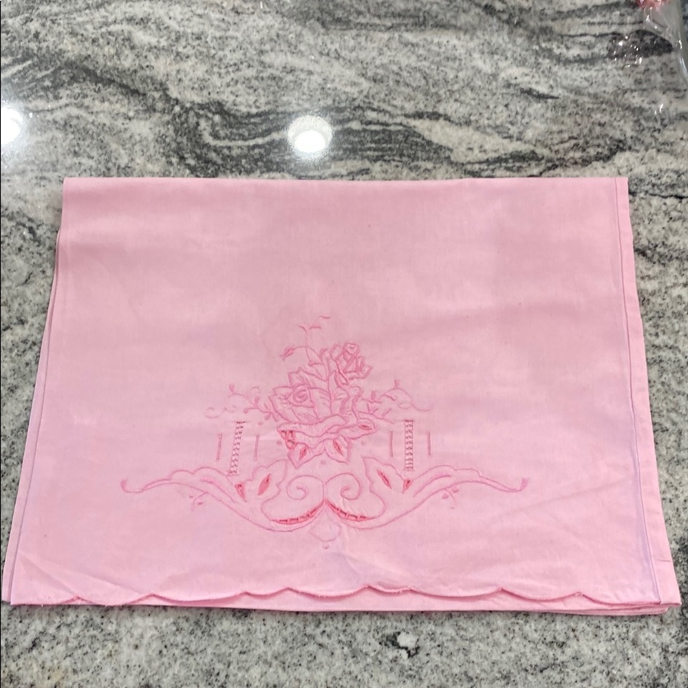 Vintage Pink Embroidered Pillowcase!